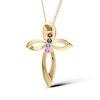 Thumbnail Image 1 of 14K Gold Plated Four Birthstone Cross Pendant Necklace