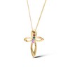 Thumbnail Image 2 of 14K Gold Plated Four Birthstone Cross Pendant Necklace