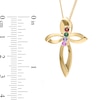 Thumbnail Image 4 of 14K Gold Plated Four Birthstone Cross Pendant Necklace