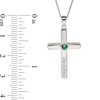 Sterling Silver Birthstone Keepsake Cross Engravable Pendant Necklace