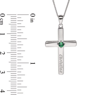 Sterling Silver Birthstone Keepsake Cross Engravable Pendant Necklace