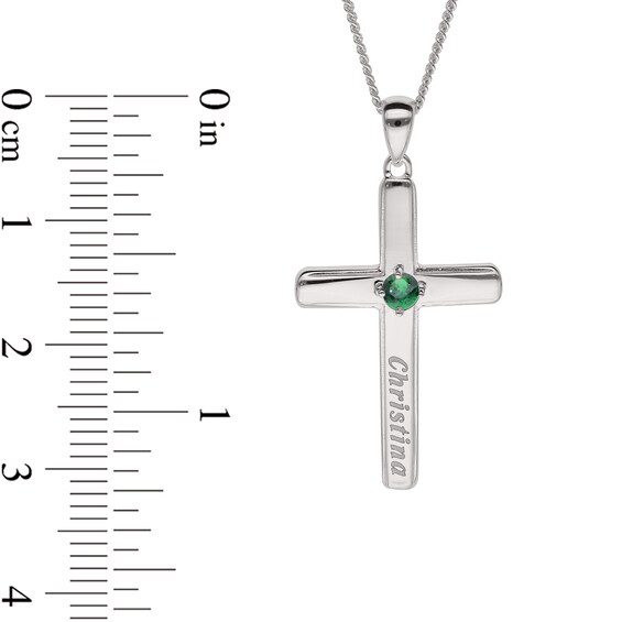 Sterling Silver Birthstone Keepsake Cross Engravable Pendant Necklace