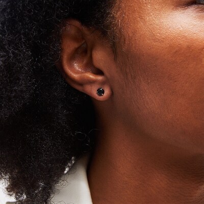 14K Gold CZ Black Martini Studs