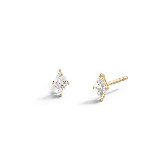 10K Gold CZ Rhombus Studs