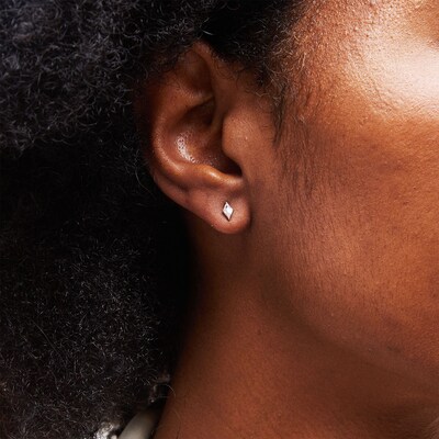 10K Gold CZ Rhombus Studs