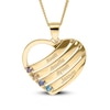 Thumbnail Image 1 of 14K Gold Plated Birthstone Four Name Heart Pendant Necklace