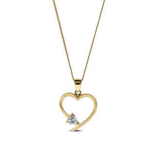14K Gold Plated Heart Birthstone Open Heart Engravable Pendant Necklace
