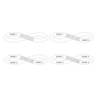 Sterling Silver Birthstone Four Name Crossover Ring