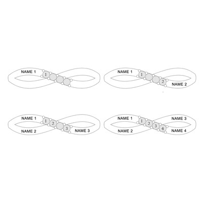 Sterling Silver Birthstone Four Name Crossover Ring