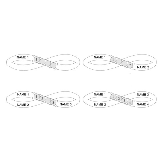 Sterling Silver Birthstone Four Name Crossover Ring