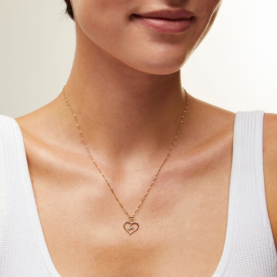 ​​​​​​​​​​​​​​10K Solid Gold CZ Open Heart Necklace Charm