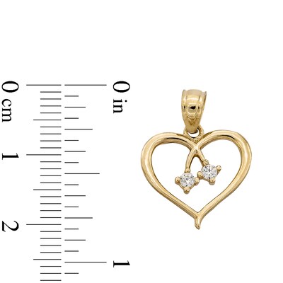 ​​​​​​​​​​​​​​10K Solid Gold CZ Open Heart Necklace Charm