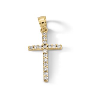 10K Solid Gold CZ Cross Charm