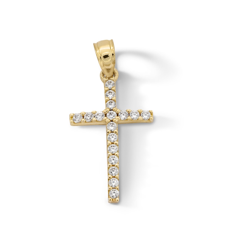10K Solid Gold CZ Cross Charm