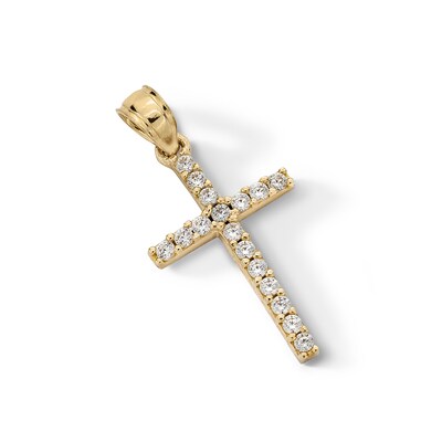 10K Solid Gold CZ Cross Charm