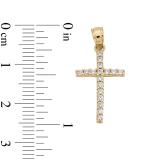 10K Solid Gold CZ Cross Charm
