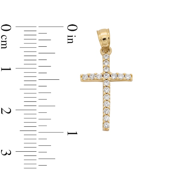 10K Solid Gold CZ Cross Charm