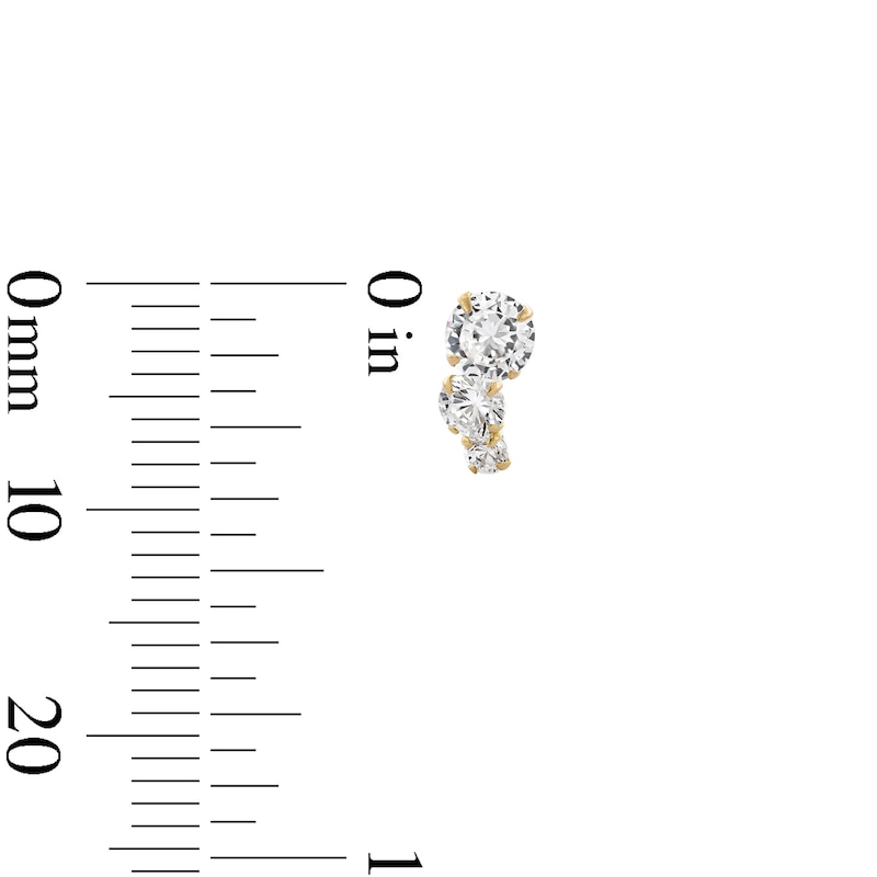 Main Image 3 of 10K Semi-Solid Gold CZ Graduated Studs