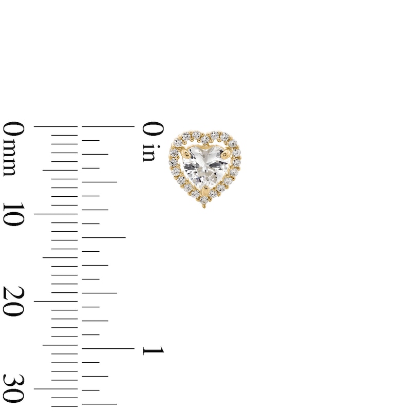 Main Image 3 of 10K Gold CZ Heart Halo Studs