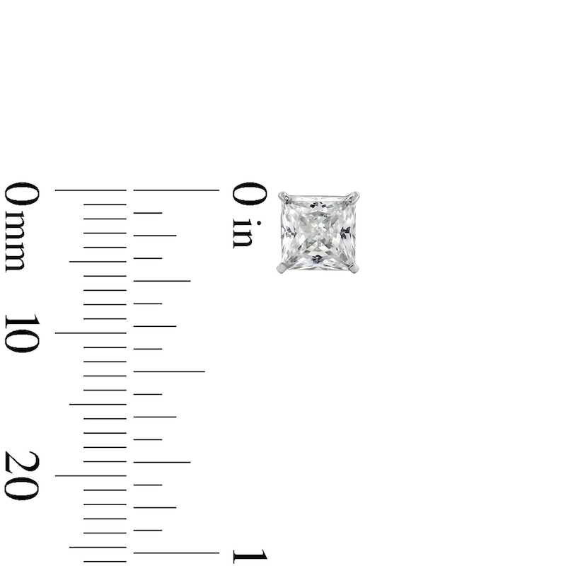 Main Image 3 of 10K Solid White Gold 5mm Princess-Cut CZ Solitaire Studs