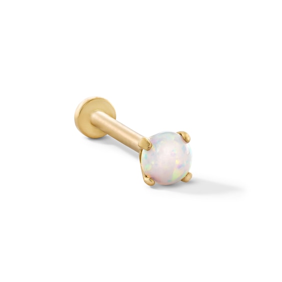 14K Hollow Gold Simulated Opal Stud - 18G 5/16"