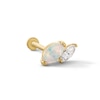 Thumbnail Image 1 of 14K Hollow Gold CZ and Simulated Opal Marquise Stud - 18G 5/16"