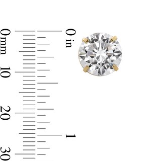 10K Semi-Solid Gold 10mm CZ Solitaire Studs