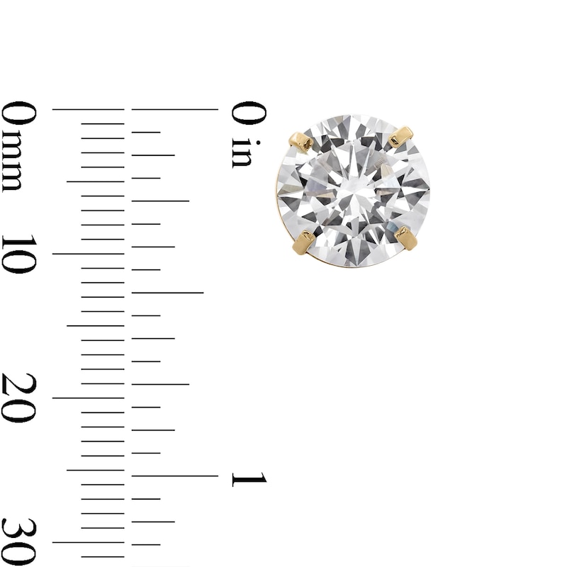Main Image 3 of 10K Semi-Solid Gold 10mm CZ Solitaire Studs