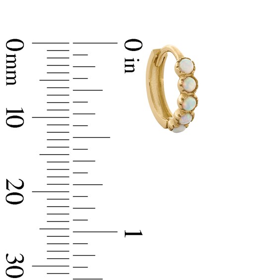10K Gold Simulated Opal Huggie Hoop - 16G 5/16"