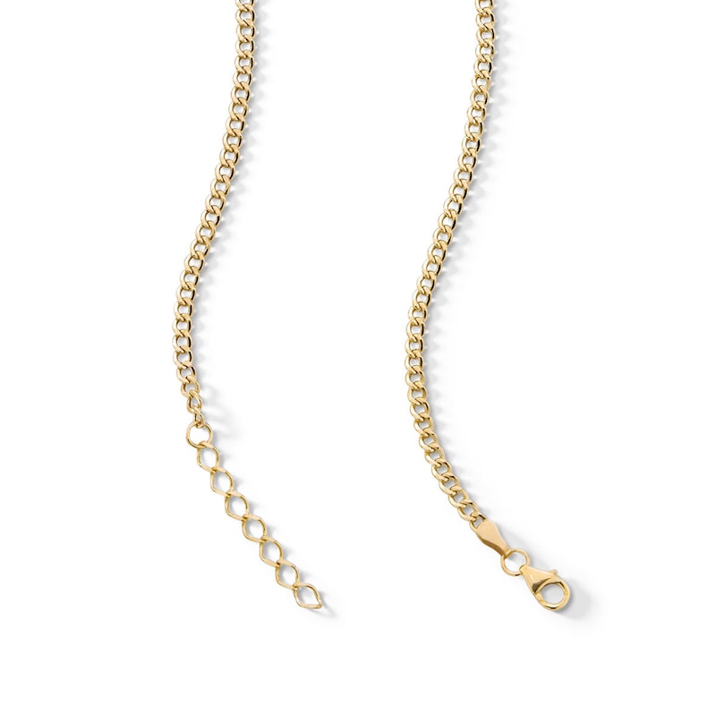 Main Image 3 of 10K Hollow Gold Pavé Heart Curb Chain - 18" + 1"