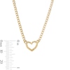 Thumbnail Image 4 of 10K Hollow Gold Pavé Heart Curb Chain - 18" + 1"