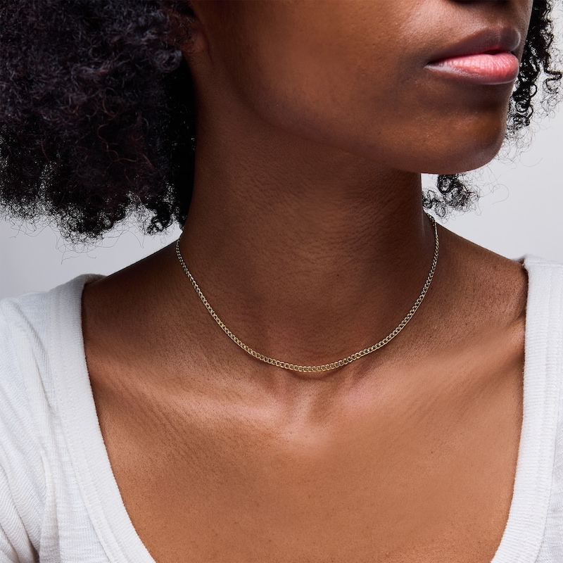 Main Image 2 of Child's 10K Hollow Gold Curb Chain - 15"
