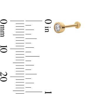 14K Gold CZ 3mm Bezel Stud - 18G 5/16"