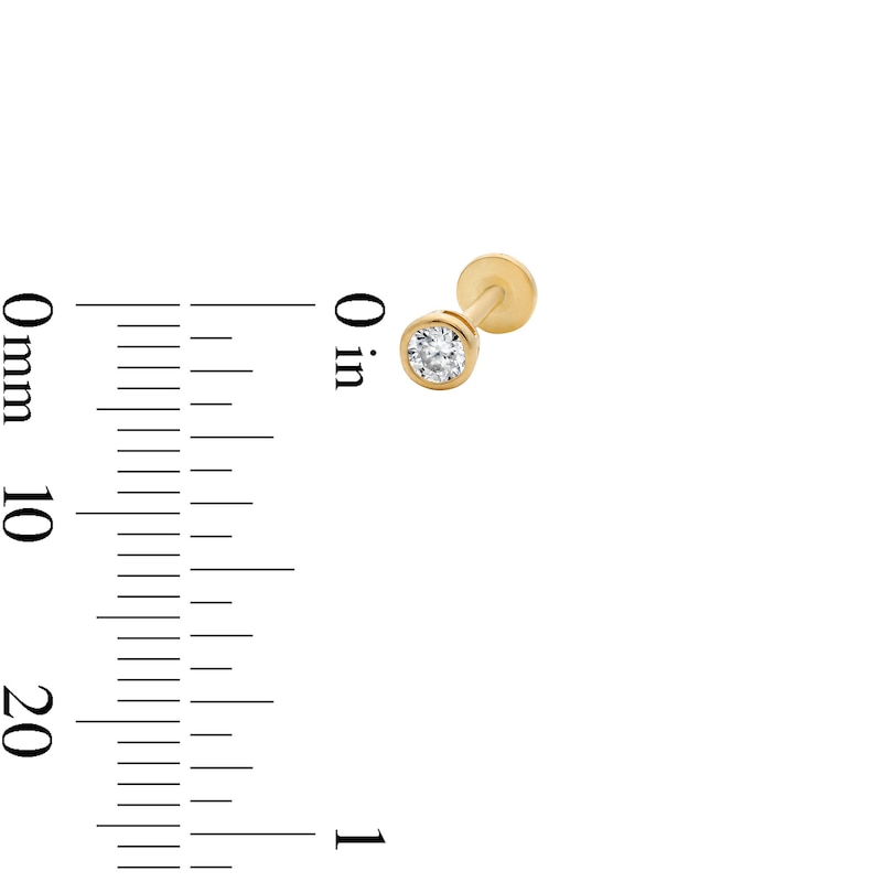 Main Image 3 of 14K Gold CZ 3mm Bezel Stud - 18G 5/16"