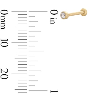 14K Gold CZ 2mm Bezel Stud - 18G 5/16"