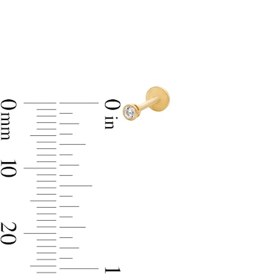 14K Gold CZ 2mm Bezel Stud