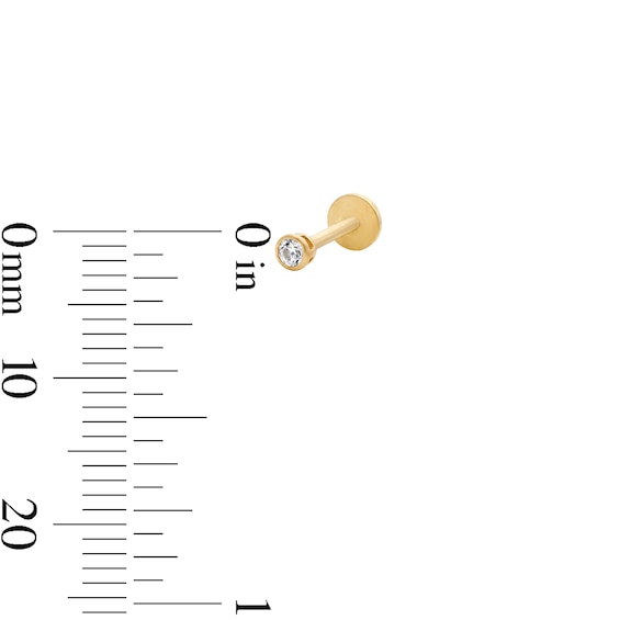 14K Gold CZ 2mm Bezel Stud