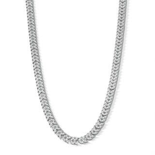 Sterling Silver CZ Round and Marquise Tennis Necklace - 20"