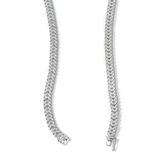 Sterling Silver CZ Round and Marquise Tennis Necklace - 20"
