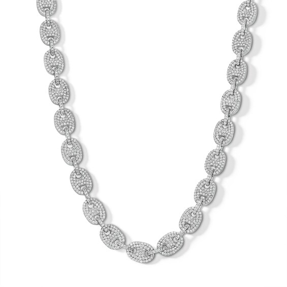 ​​​​​​​Sterling Silver CZ Puff Mariner Necklace - 20"