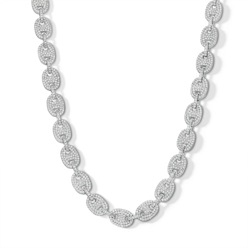 Sterling Silver CZ Puff Mariner Necklace - 20"