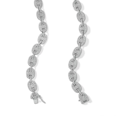 ​​​​​​​Sterling Silver CZ Puff Mariner Necklace - 20"