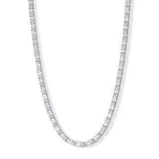 ​​​​​​​Sterling Silver CZ Oval and Round Tennis Necklace - 20"