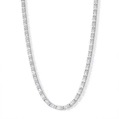 ​​​​​​​Sterling Silver CZ Oval and Round Tennis Necklace - 20"