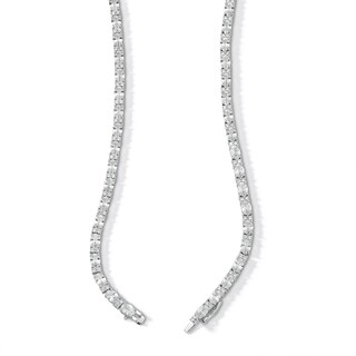 ​​​​​​​Sterling Silver CZ Oval and Round Tennis Necklace - 20"