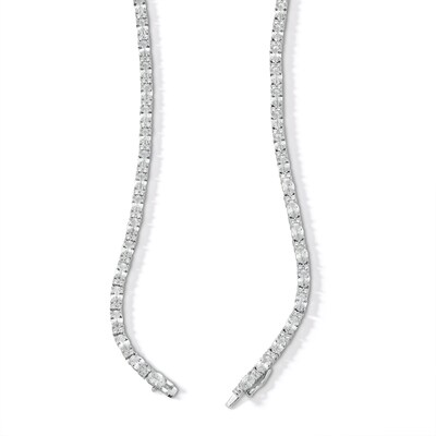 ​​​​​​​Sterling Silver CZ Oval and Round Tennis Necklace - 20"