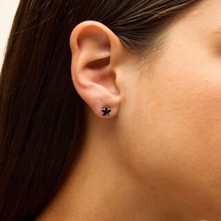 Sterling Silver Black CZ Star Studs
