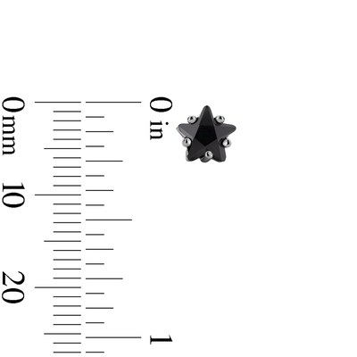Sterling Silver Black CZ Star Studs