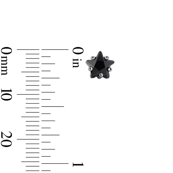 Sterling Silver Black CZ Star Studs