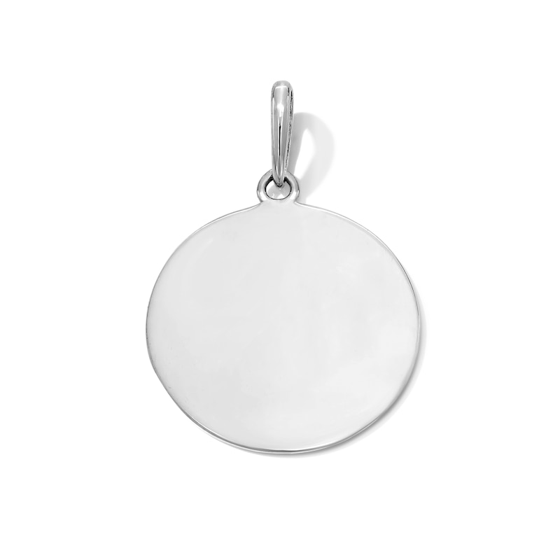 Solid Sterling Silver Polished Round Disk Necklace Charm